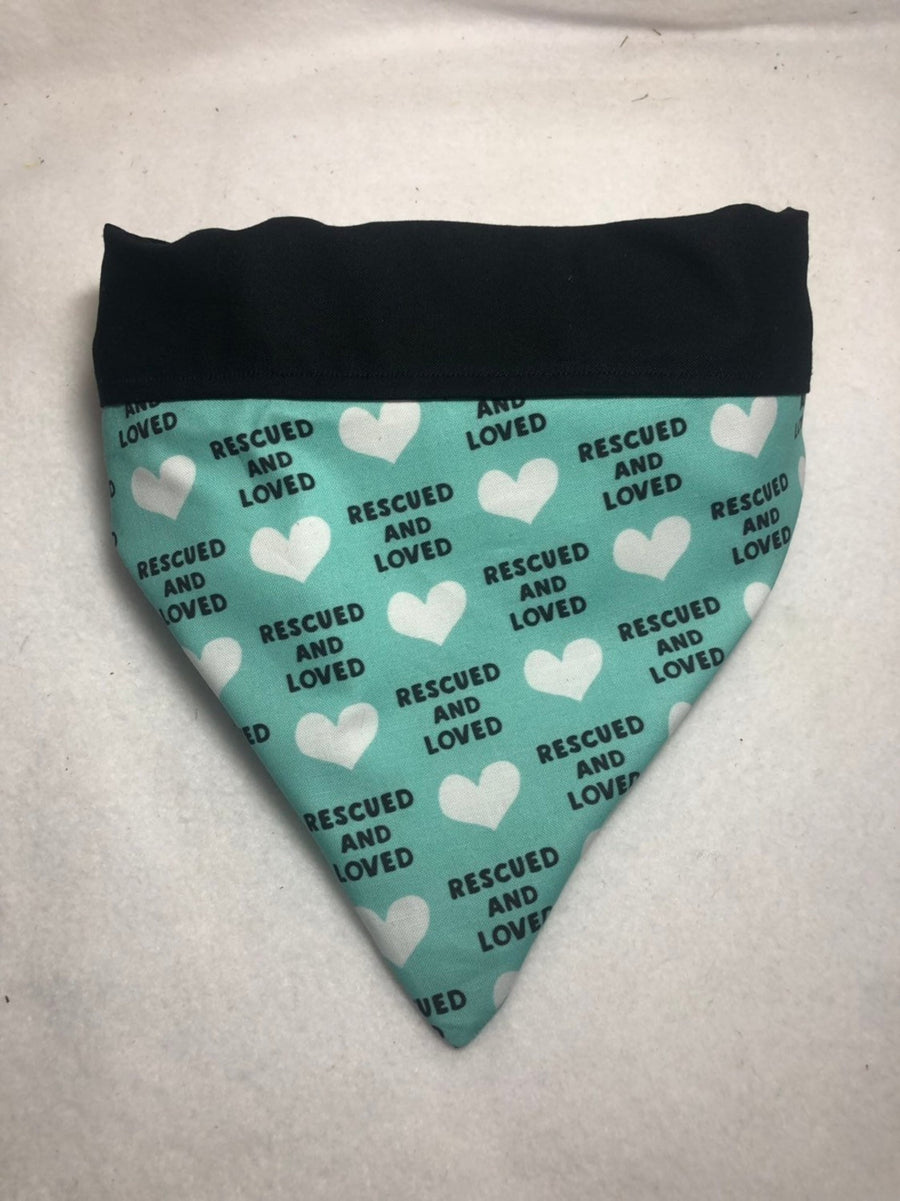 Teal Rescued and Loved Dog Bandana