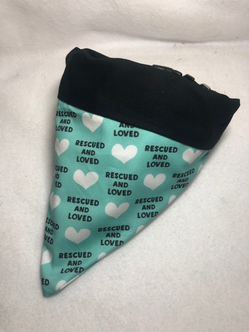 Teal Rescued and Loved Dog Bandana