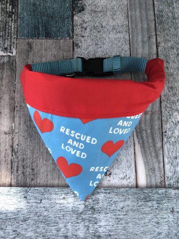 Blue & Red Rescued and Loved Dog Bandana